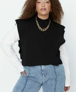 Trendyol Vrouwen Mouwloos Poncho Grote Maten Trui