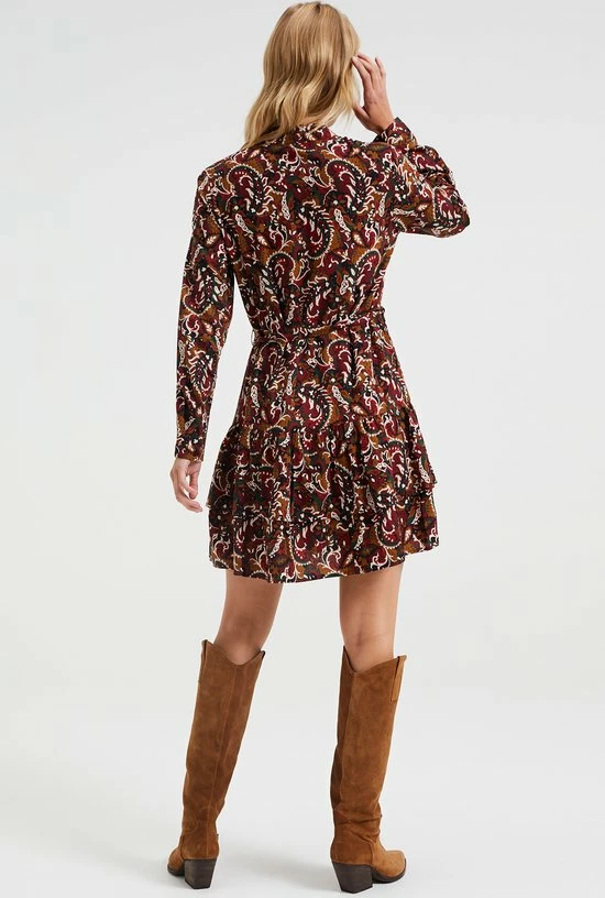 WE Fashion Dames Jurk Met Dessin En Strikceintuur 4 WE Fashion Dames Jurk Met Dessin En Strikceintuur - Afbeelding 2