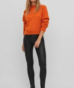 Vila Trui Vituli O-neck L/s Knit Top/su/pb 14075494 Burnt Orange Dames Maat - L -Exporteren dameskleding winkel 550x816 15