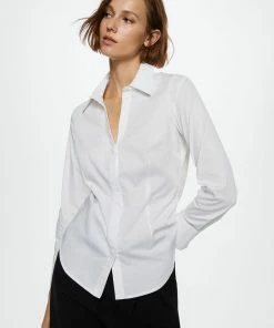 Mango Blouse Katoenen Basic Overhemd 37092504 02 Dames Maat - S
