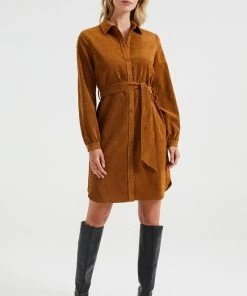 WE Fashion Dames Corduroy Overhemdjurk Met Strikceintuur -Exporteren dameskleding winkel 550x820 11
