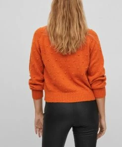 Vila Trui Vituli O-neck L/s Knit Top/su/pb 14075494 Burnt Orange Dames Maat - L -Exporteren dameskleding winkel 550x821 6