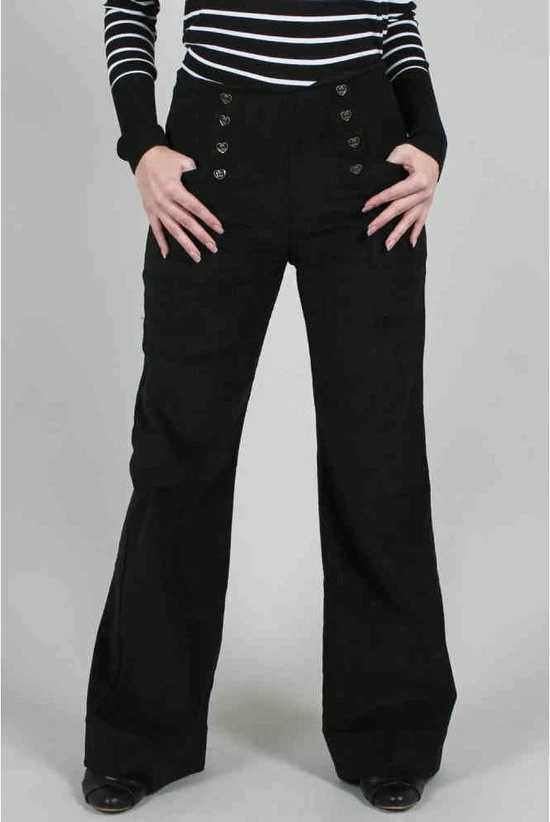 Voodoo Vixen Wijde Broek -L- Blith Corduroy High-Waisted Zwart 3 Voodoo Vixen Wijde Broek -L- Blith Corduroy High-Waisted Zwart
