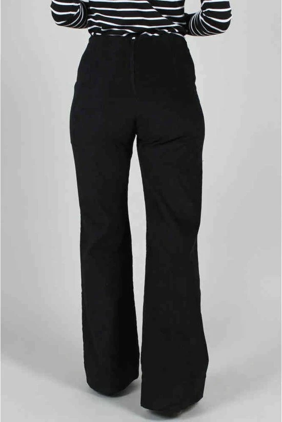 Voodoo Vixen Wijde Broek -L- Blith Corduroy High-Waisted Zwart 5 Voodoo Vixen Wijde Broek -L- Blith Corduroy High-Waisted Zwart - Afbeelding 3