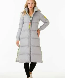 La Pèra Licht Grijze Lange Winterjas Dames Puffer Jas Dames - Maat L -Exporteren dameskleding winkel 550x822 9