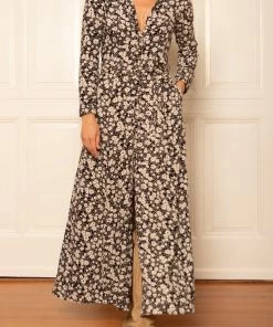 LES ICÔNES Les Icônes - Amélie Dress - Jurk - Zwart - Bloem - XL -Exporteren dameskleding winkel 550x823 7