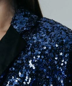 Colourful Rebel Emy Sequins Broek Blauw Dames - Wijduitlopende Fit - Polyester - L -Exporteren dameskleding winkel 550x824 12