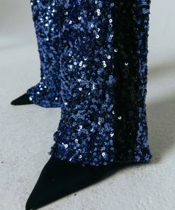 Colourful Rebel Emy Sequins Broek Blauw Dames - Wijduitlopende Fit - Polyester - L -Exporteren dameskleding winkel 550x824 13