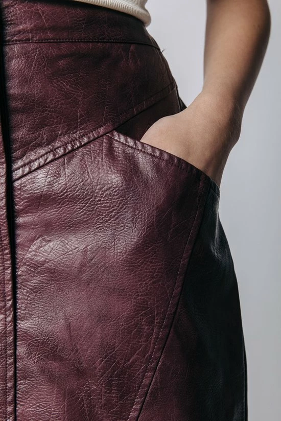 Colourful Rebel Dolizi Rok Rood Dames - A-lijn - Leer - XL 4 Colourful Rebel Dolizi Rok Rood Dames - A-lijn - Leer - XL - Afbeelding 2