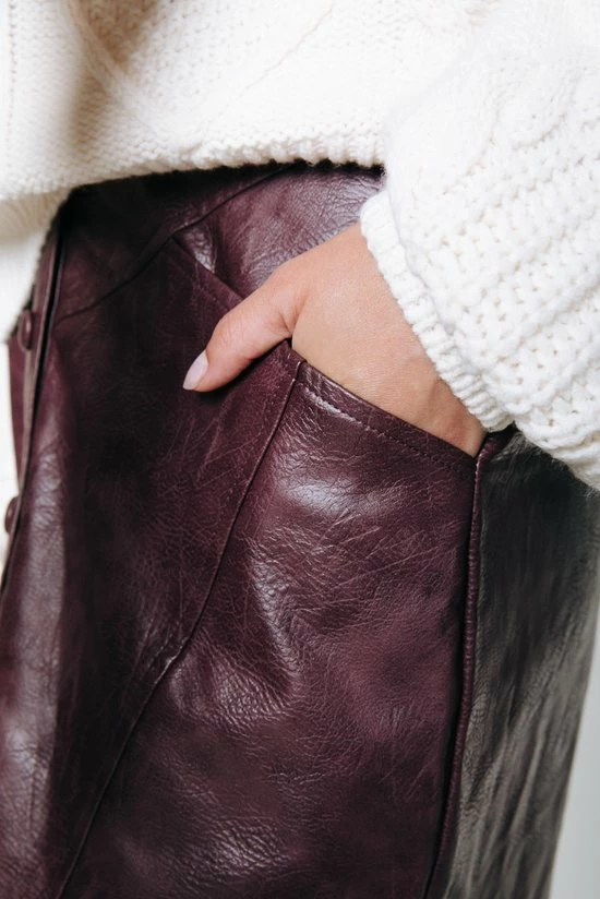 Colourful Rebel Dolizi Rok Rood Dames - A-lijn - Leer - XL 5 Colourful Rebel Dolizi Rok Rood Dames - A-lijn - Leer - XL - Afbeelding 3