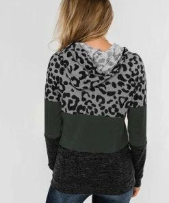Merkloos Hoodie Trui Dames - Luipaardprint Groen - Maat S -Exporteren dameskleding winkel 550x824 17