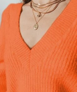 Colourful Rebel Guusje Trui Oranje Dames - Basic Fit - Katoen - M -Exporteren dameskleding winkel 550x824 49