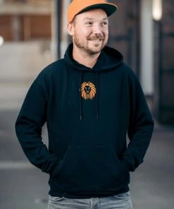 Bc Oranje Hoodie - Zwarte Hoodie Met Oranje Leeuw Borduring Voor WK Voetbal - UNISEX (heren & Dames) - XL