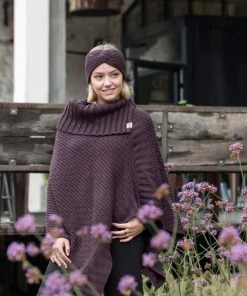 Knit Factory Nicky Gebreide Dames Poncho - Zwart - One Size - Met Opstaande Kraag -Exporteren dameskleding winkel 550x824 96