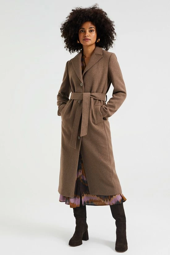 WE Fashion Dames Wolmix Jas Met Ceintuur 4 WE Fashion Dames Wolmix Jas Met Ceintuur - Afbeelding 2