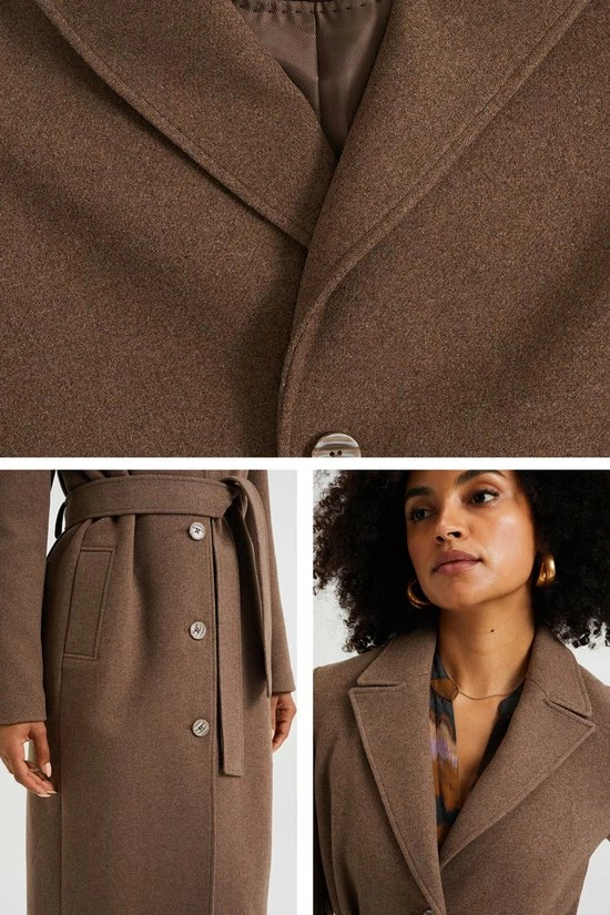 WE Fashion Dames Wolmix Jas Met Ceintuur 7 WE Fashion Dames Wolmix Jas Met Ceintuur - Afbeelding 5