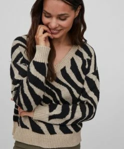 VILA VIRIL FEAMI MIX V-NECK L/S KNIT TOP-NOOS Dames Trui - Maat L -Exporteren dameskleding winkel 550x825 16