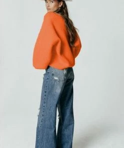 Colourful Rebel Guusje Trui Oranje Dames - Basic Fit - Katoen - M -Exporteren dameskleding winkel 550x825 186