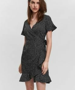 VERO MODA VMHENNA 2/4 WRAP FRILL DRESS NOOS - Bla - Dames - Maat XL -Exporteren dameskleding winkel 550x825 201