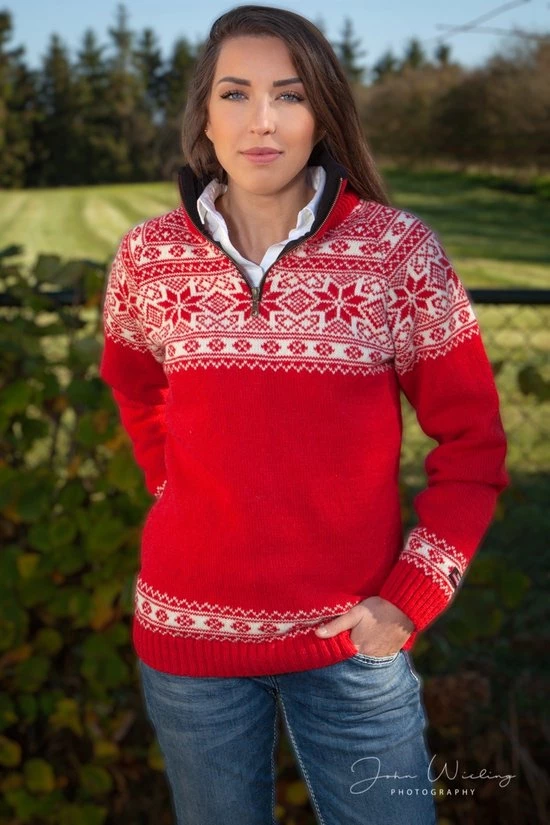 John Brilliant Noorse Dames Trui In Setesdals-design Van 100% Zuivere Wol, Rood (XXL) 6 John Brilliant Noorse Dames Trui In Setesdals-design Van 100% Zuivere Wol, Rood (XXL) - Afbeelding 4