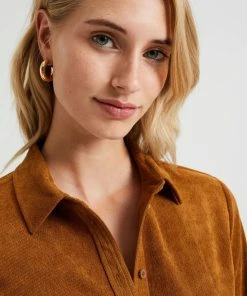 WE Fashion Dames Corduroy Overhemdjurk Met Strikceintuur -Exporteren dameskleding winkel 550x825 365