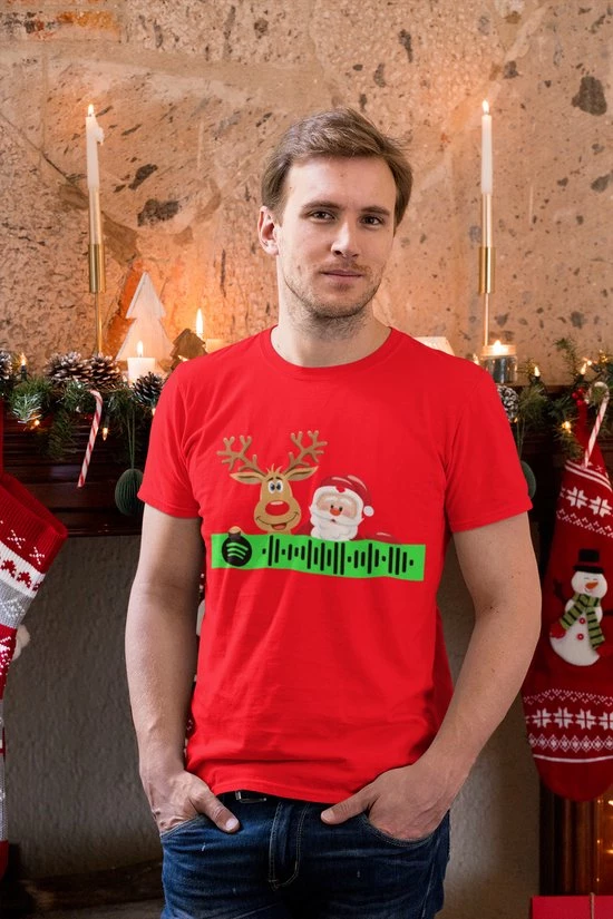 Feel Free Design Gepersonaliseerde Christmas Spotify T-Shirt | Sinterklaas | Spotify | 100% Organisch Katoen | Rood | Maat M 4 Feel Free Design Gepersonaliseerde Christmas Spotify T-Shirt | Sinterklaas | Spotify | 100% Organisch Katoen | Rood | Maat M - Afbeelding 2