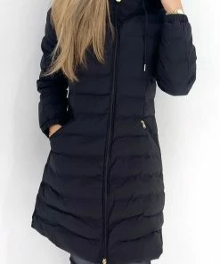 Emporio Armani EA7 Gewateerde Jas Lang Met Capouchon Zwart Maat : M