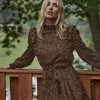 Lofty Manner Jurk Dress Chelsea Mw23 Brown Dot Dames Maat - L