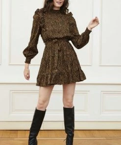 Lofty Manner Jurk Dress Chelsea Mw23 Brown Dot Dames Maat - L -Exporteren dameskleding winkel 550x825 379