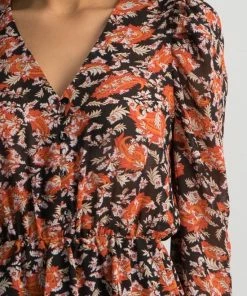 Colourful Rebel Ivy Flower Jurk Oranje Dames - Wijduitlopende Fit - Polyester - M -Exporteren dameskleding winkel 550x825 391