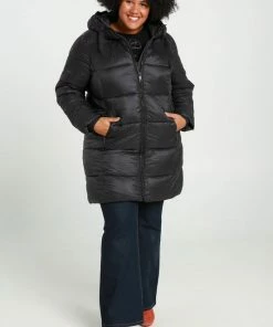 Paprika Lange, Effen Donsjas Met Kap -Exporteren dameskleding winkel 550x825 550