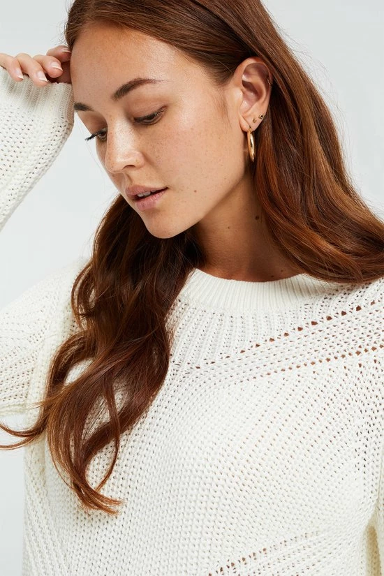 WE Fashion Dames Gebreide Trui Met Opengewerkt Dessin 7 WE Fashion Dames Gebreide Trui Met Opengewerkt Dessin - Afbeelding 5