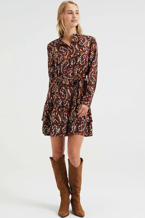 WE Fashion Dames Jurk Met Dessin En Strikceintuur 3 WE Fashion Dames Jurk Met Dessin En Strikceintuur