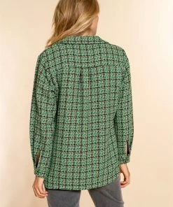 Geisha Vest Tweed Blouse Jacket 23910 20 000530 Green Camel Combi Dames Maat - L -Exporteren dameskleding winkel 550x825 589