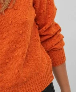 Vila Trui Vituli O-neck L/s Knit Top/su/pb 14075494 Burnt Orange Dames Maat - L -Exporteren dameskleding winkel 550x825 593