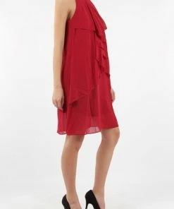 Merkloos Avondjurk Met Parels Op De Kraag - Bordeaux - Maat S -Exporteren dameskleding winkel 550x825 64