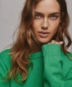 Vila Trui Viril O-neck L/s Knit Top - Noos 14054177 Kelly Green/dark Melan Dames Maat - S