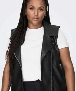 ONLY CARMAKOMA CARVERA FAUX LEATHER WAISTCOAT OTW Dames Biker - Maat L-50/52 -Exporteren dameskleding winkel 550x832 1